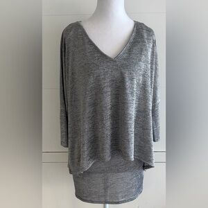 White House Black Market Gray 3/4 Sleeve Dress